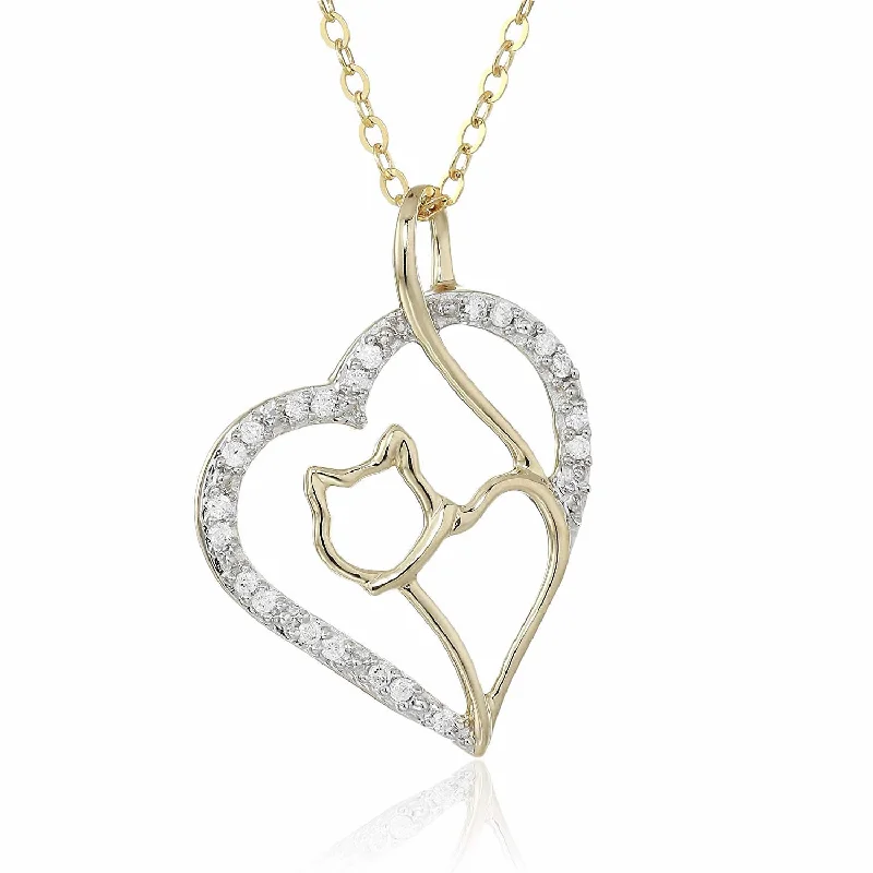 Timeless Jewelry, Timeless Savings – Don't Wait 1/10 cttw Diamond Cat and Heart Pendant 14K Yellow Gold 18 Inch Chain Timeless Jewelry, Timeless Savings – Don't Wait 1/10 cttw Diamond Cat and Heart Pendant 14K Yellow Gold 18 Inch Chain