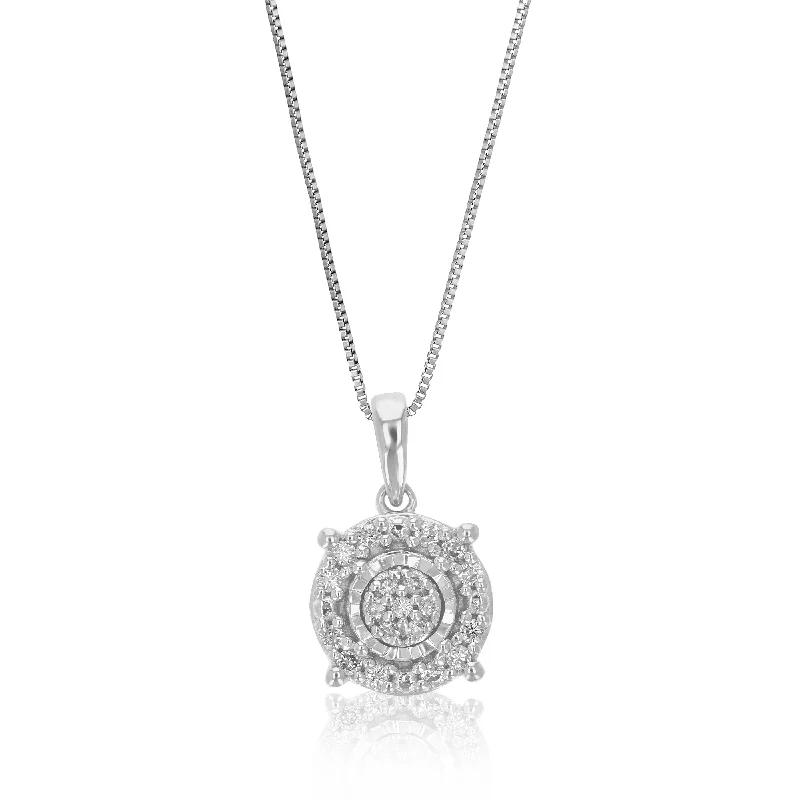 Waterproof Stainless Steel Jewelry For Lasting Beauty 1/10 cttw Lab Grown Diamond Round Pendant Necklace .925 Sterling Silver 1/3 Inch With 18 Inch Chain