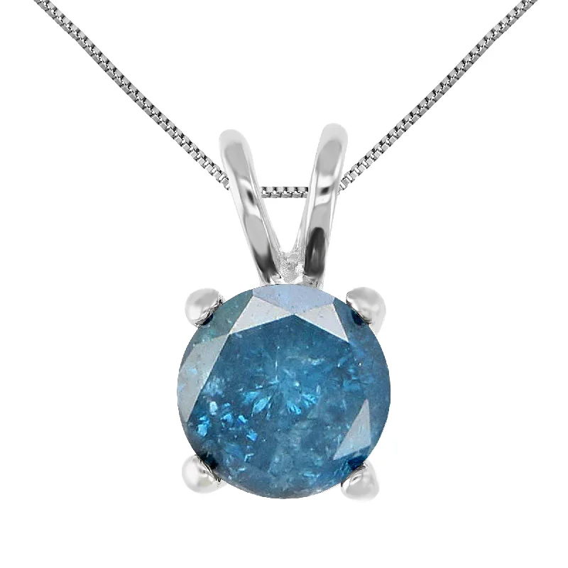 Grab Your Favorite Jewelry At The Lowest Prices 1 cttw Blue Diamond Solitaire Pendant Necklace 14K White Gold Round with Chain Grab Your Favorite Jewelry At The Lowest Prices 1 cttw Blue Diamond Solitaire Pendant Necklace 14K White Gold Round with Chain