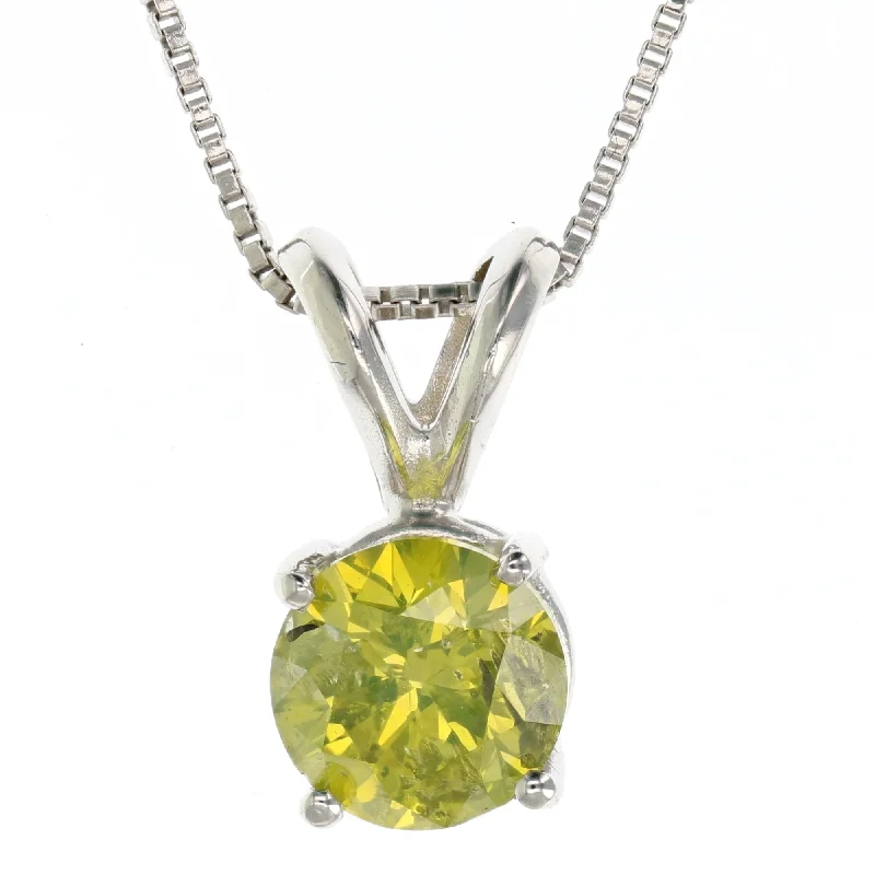 Exclusive Jewelry Sale – Shine For Less 1 cttw Yellow Diamond Solitaire Pendant Necklace 14K White Gold Round with Chain Exclusive Jewelry Sale – Shine For Less 1 cttw Yellow Diamond Solitaire Pendant Necklace 14K White Gold Round with Chain