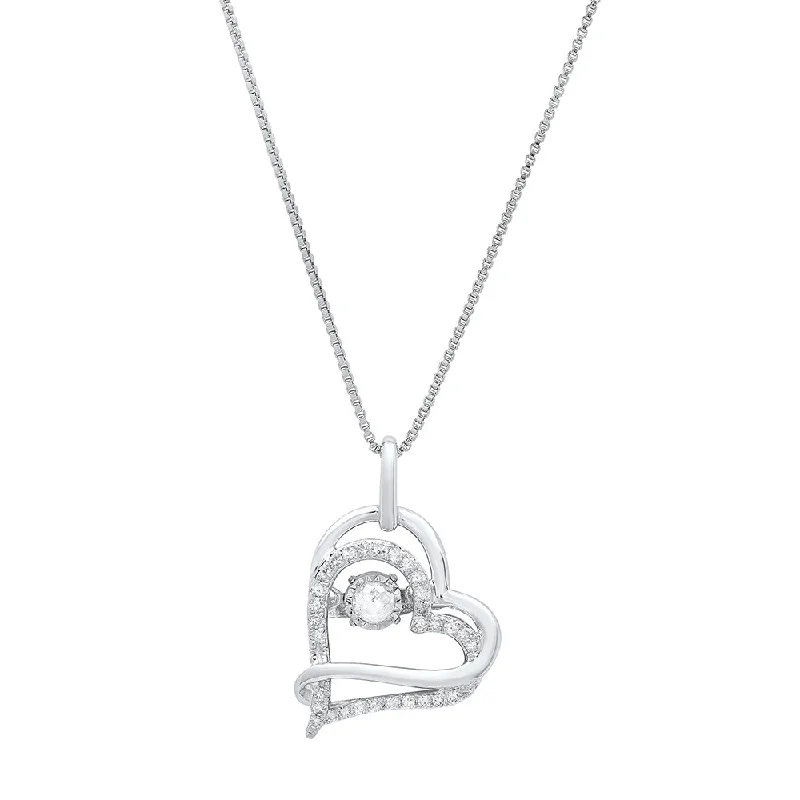 Buy More, Save More On Stunning Jewelry Pieces 10k White Gold 'Golden Glimmer' Real Dancing Diamond Heart Pendant Necklace (1/5 cttw.), 18" Buy More, Save More On Stunning Jewelry Pieces 10k White Gold 'Golden Glimmer' Real Dancing Diamond Heart Pendant Necklace (1/5 cttw.), 18"