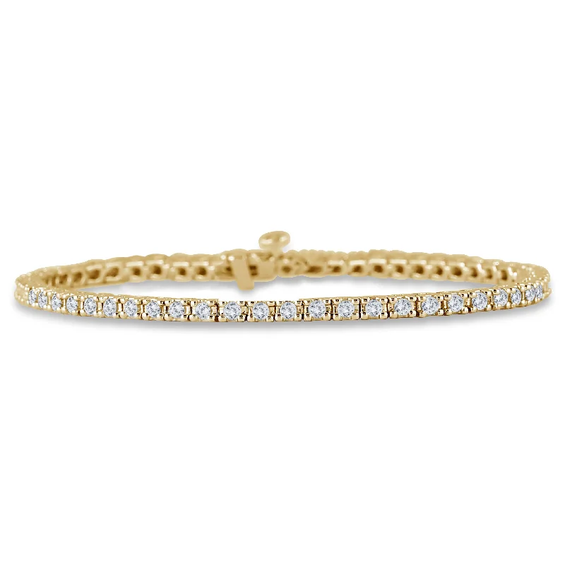 Premium Diamond Jewelry For Unforgettable Moments 14kt yellow gold diamond tennis bracelet with 4 prong, 2.00 cts tw Premium Diamond Jewelry For Unforgettable Moments 14kt yellow gold diamond tennis bracelet with 4 prong, 2.00 cts tw