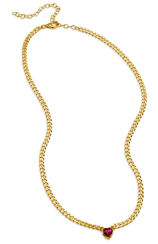 High-End Jewelry, Now More Affordable Than Ever 18K Gld Pl. Ruby Heart CZ Neck