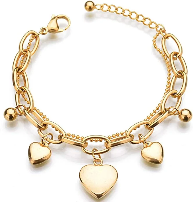 Once-A-Year Jewelry Sale – Grab Your Favorites Now 18K Gold Heart Charm Bracelet