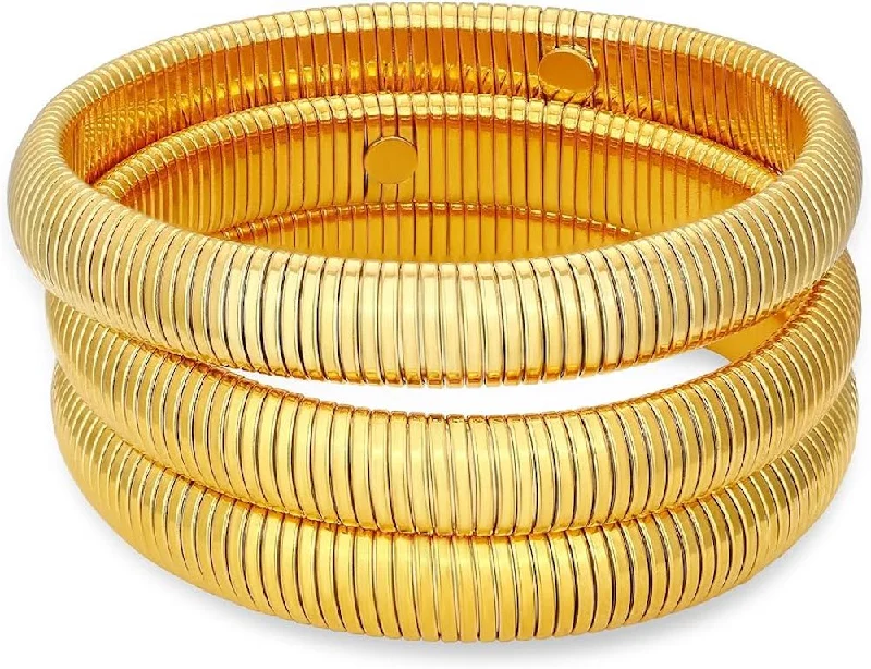 Trendy Minimalist Jewelry For Everyday Wear 18k Gold Modern Bracelet Set
