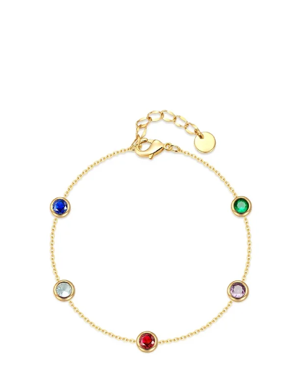 Versatile Layering Jewelry For Effortless Chic 18k Gold Multi Color Station Bracelet Versatile Layering Jewelry For Effortless Chic 18k Gold Multi Color Station Bracelet