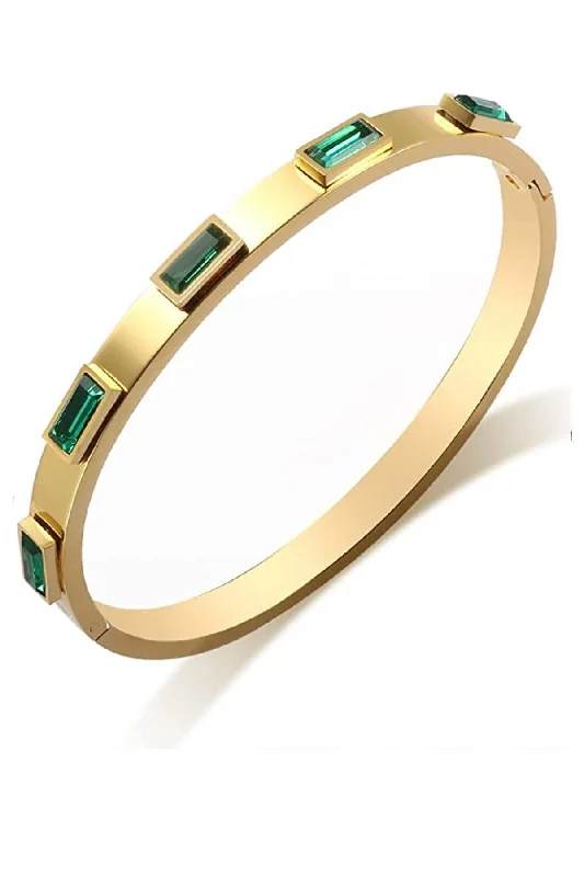 The Ultimate Jewelry Sale – Exclusive Styles At Great Prices 18K Gold Plated Green Station Bangle The Ultimate Jewelry Sale – Exclusive Styles At Great Prices 18K Gold Plated Green Station Bangle