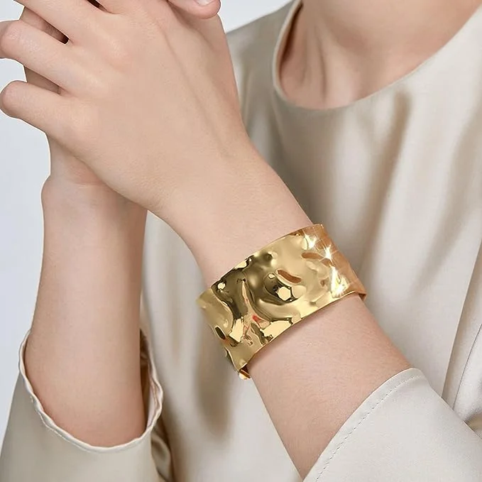 Affordable Glamour – Premium Jewelry For Less 18k Gold Polished Hammer Cuff Bangle Affordable Glamour – Premium Jewelry For Less 18k Gold Polished Hammer Cuff Bangle