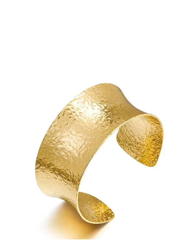 Bestselling Jewelry At Special Promotional Rates 18K Gold Polished Textured Cuff Bangle Bestselling Jewelry At Special Promotional Rates 18K Gold Polished Textured Cuff Bangle