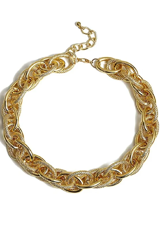 Special Deals On Handcrafted And Designer Jewelry 18k Gold Textured Link Necklace