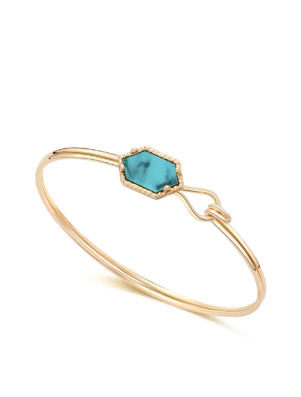 Dazzle In Elegance With Our Biggest Jewelry Sale 18K Gold Turquoise Geometric Cuff Bangle