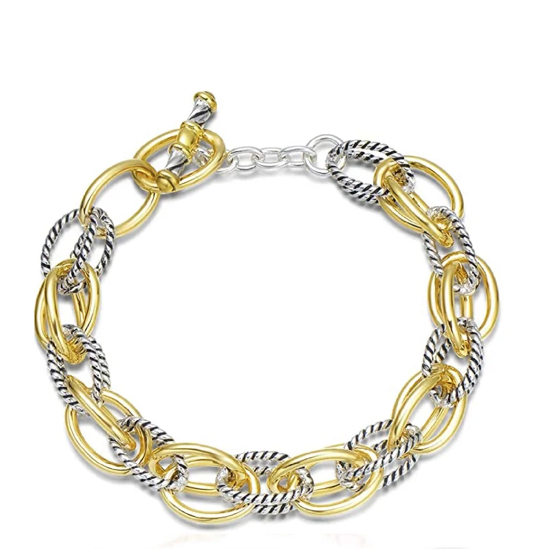 Unmissable Jewelry Discounts – Elevate Your Look For Less 18k Gold Two Tone Textured Link Bracelet Unmissable Jewelry Discounts – Elevate Your Look For Less 18k Gold Two Tone Textured Link Bracelet