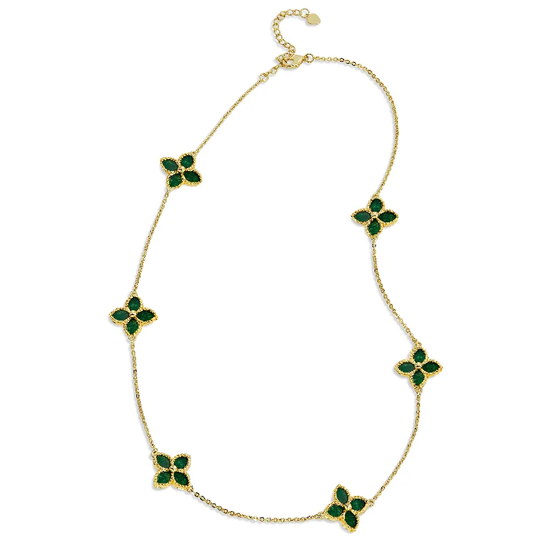 Fine Jewelry, Limited-Time Offers Available 18K Gold Vermeil Greeb Agate Flower Choker Fine Jewelry, Limited-Time Offers Available 18K Gold Vermeil Greeb Agate Flower Choker