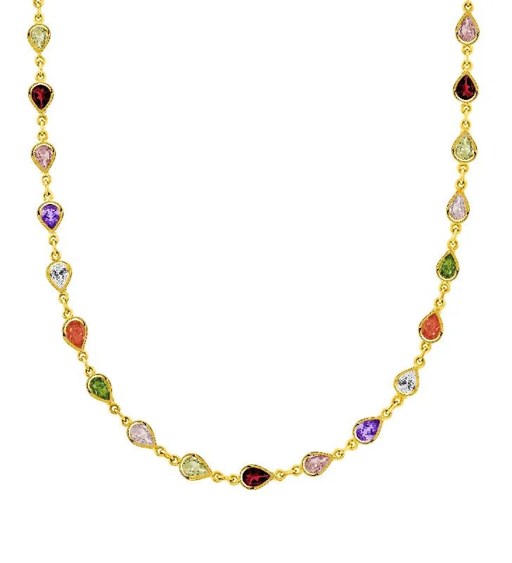 Don't Miss These Dazzling Jewelry Discounts 18K Gold Vermeil Multi-Color Lab Created Gem Necklace 20" + 2"