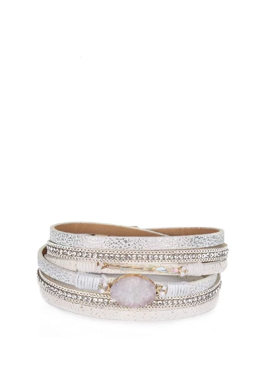 Bohemian-Inspired Jewelry For Free-Spirited Fashion 18K Gold White Multi Wrap Bracelet Bohemian-Inspired Jewelry For Free-Spirited Fashion 18K Gold White Multi Wrap Bracelet