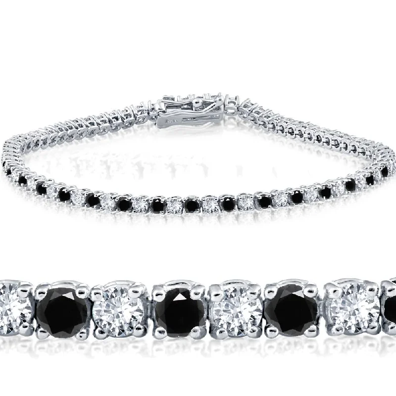 Limited-Time Offer On Elegant Jewelry Pieces 2ct Black & White Diamond Tennis Bracelet 14K White Gold 7" Limited-Time Offer On Elegant Jewelry Pieces 2ct Black & White Diamond Tennis Bracelet 14K White Gold 7"