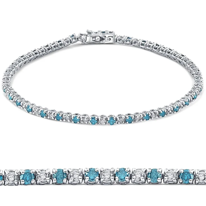 Exclusive Jewelry Sale – Shine For Less 2ct Blue & White Alternating Diamond Tennis Bracelet 14K White Gold 7" Exclusive Jewelry Sale – Shine For Less 2ct Blue & White Alternating Diamond Tennis Bracelet 14K White Gold 7"
