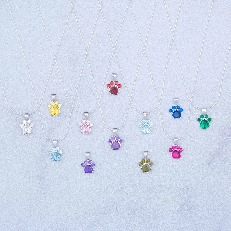 Affordable Elegance – Special Jewelry Sale Now Live Paw Print Birthstone Sterling Necklace Affordable Elegance – Special Jewelry Sale Now Live Paw Print Birthstone Sterling Necklace