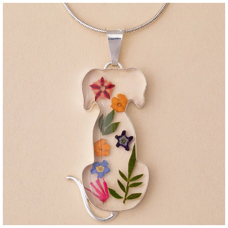 Must-Have Jewelry At Irresistible Discounts Real Flowers & Sterling Dog Necklace