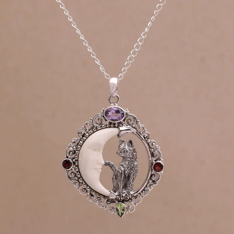 Affordable Glamour – Premium Jewelry For Less Alley Cat & Crescent Moon Pendant Necklace Affordable Glamour – Premium Jewelry For Less Alley Cat & Crescent Moon Pendant Necklace
