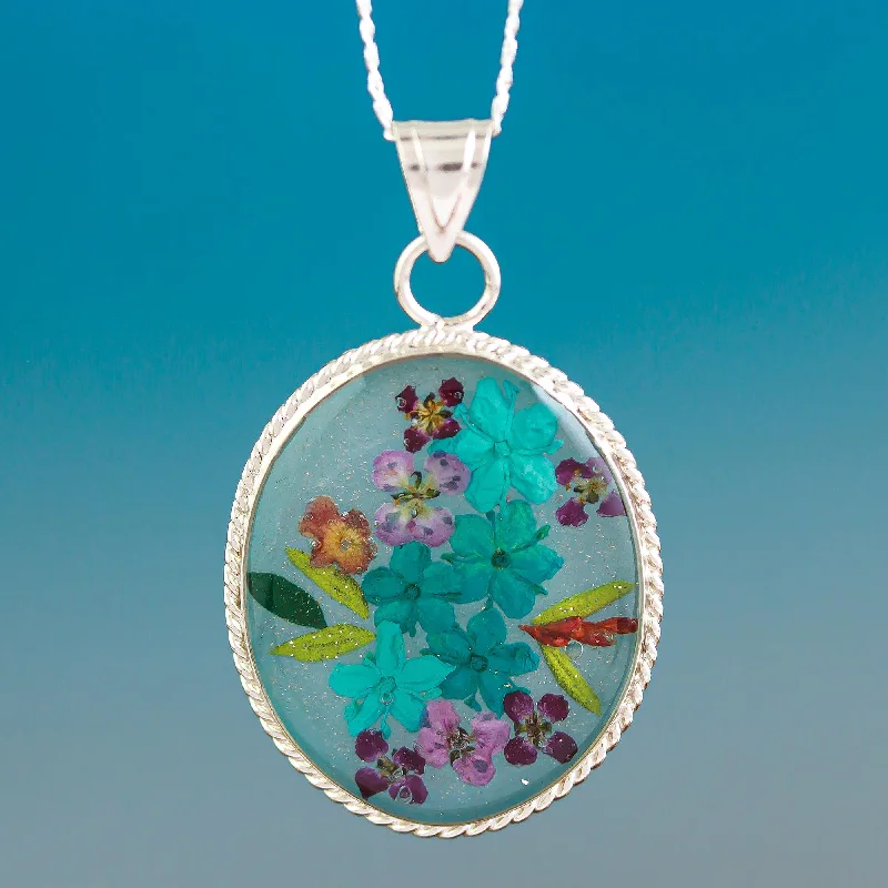 Best-Selling Jewelry Now Available At Special Deals Azure Forever Blue Dried Flower and Resin Silver Necklace from Mexico Best-Selling Jewelry Now Available At Special Deals Azure Forever Blue Dried Flower and Resin Silver Necklace from Mexico