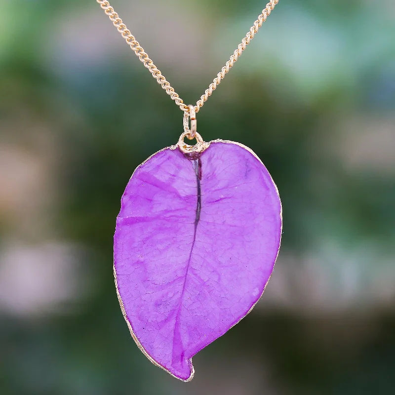 Dazzle In Elegance With Our Biggest Jewelry Sale Bougainvillea Love in Purple Gold Accented Natural Flower Pendant Necklace in Purple Dazzle In Elegance With Our Biggest Jewelry Sale Bougainvillea Love in Purple Gold Accented Natural Flower Pendant Necklace in Purple