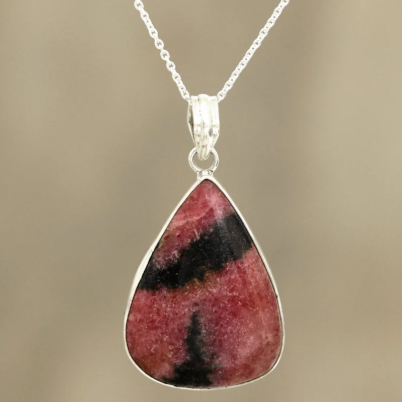 Gorgeous Jewelry, Limited-Time Savings Calming Earth Natural Rhodonite Pendant Necklace from India