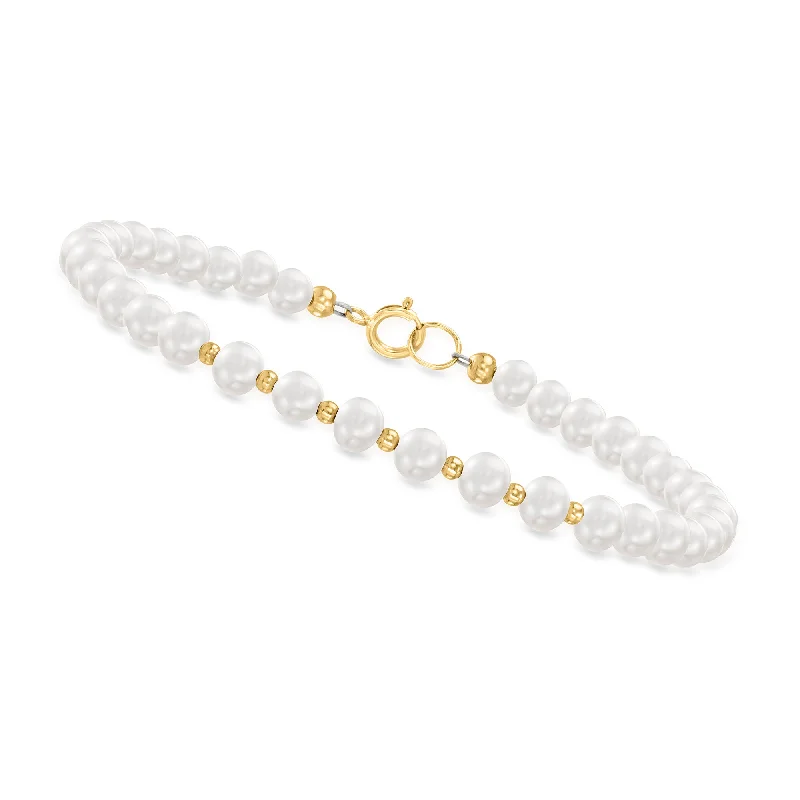 Shop Trending Jewelry With Exclusive Savings Canaria 4-5mm Cultured Pearl and 10kt Yellow Gold Bead Bracelet Shop Trending Jewelry With Exclusive Savings Canaria 4-5mm Cultured Pearl and 10kt Yellow Gold Bead Bracelet