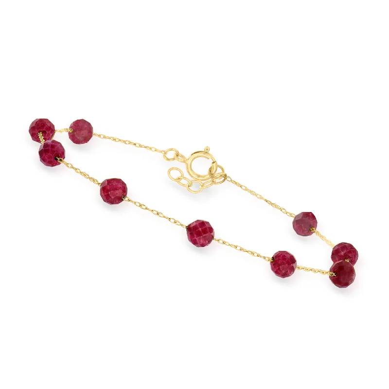 Trending Jewelry Now Available At Exclusive Prices Canaria 6.50- Ruby Bead Station Bracelet in 10kt Yellow Gold Trending Jewelry Now Available At Exclusive Prices Canaria 6.50- Ruby Bead Station Bracelet in 10kt Yellow Gold