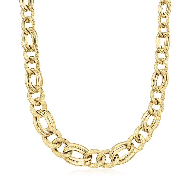 Bohemian-Inspired Jewelry For Free-Spirited Fashion Canaria 8-12mm 10kt Yellow Gold Graduated Figaro-Link Necklace Bohemian-Inspired Jewelry For Free-Spirited Fashion Canaria 8-12mm 10kt Yellow Gold Graduated Figaro-Link Necklace