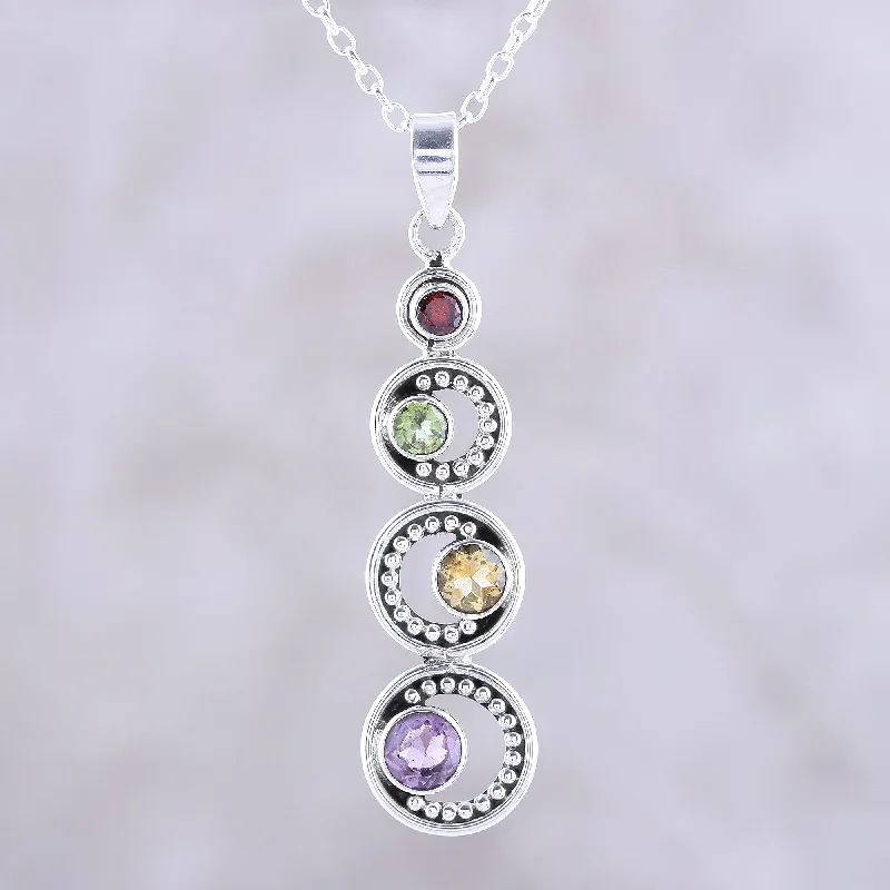 Shop Dazzling Rings, Earrings, And More At Special Discounts Dancing Crescents Crescent Motif Multi-Gemstone Pendant Necklace from India Shop Dazzling Rings, Earrings, And More At Special Discounts Dancing Crescents Crescent Motif Multi-Gemstone Pendant Necklace from India