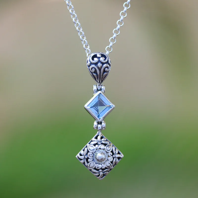 Final Call For Exquisite Jewelry At Reduced Rates Dragonflies at Daybreak Blue Topaz and Sterling Silver Dragonfly Pendant Necklace