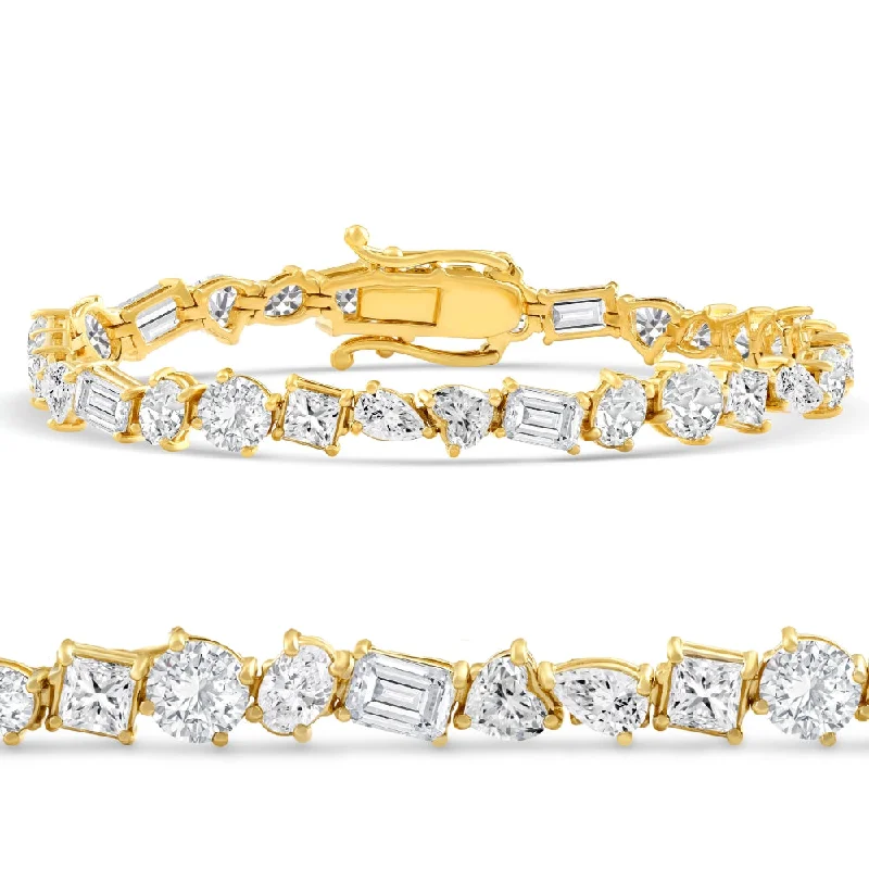 Delicate Crystal Jewelry For Sophisticated Charm F/VS 15Ct Mixed Fancy Cut Diamond Tennis Bracelet 14k Gold Lab Grown 7" Delicate Crystal Jewelry For Sophisticated Charm F/VS 15Ct Mixed Fancy Cut Diamond Tennis Bracelet 14k Gold Lab Grown 7"
