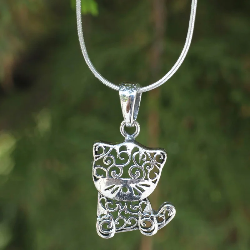 Limited-Stock Jewelry Sale – Once It's Gone, It's Gone Filigree Kitten Sterling Silver Pendant Necklace Limited-Stock Jewelry Sale – Once It's Gone, It's Gone Filigree Kitten Sterling Silver Pendant Necklace
