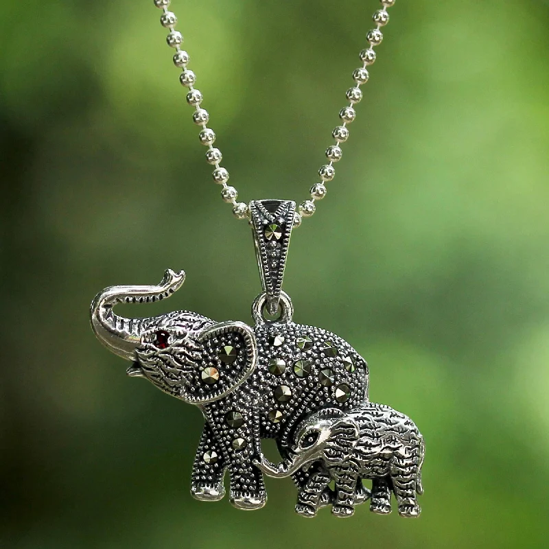 Bohemian-Inspired Jewelry For Free-Spirited Fashion Glistening Elephants Marcasite & Silver Pendant Necklace Bohemian-Inspired Jewelry For Free-Spirited Fashion Glistening Elephants Marcasite & Silver Pendant Necklace