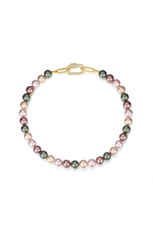 Premium Jewelry Now Available At Special Discounts Gold Shell Pearl Necklace with Gem-Encrusted Carabiner Lock Premium Jewelry Now Available At Special Discounts Gold Shell Pearl Necklace with Gem-Encrusted Carabiner Lock