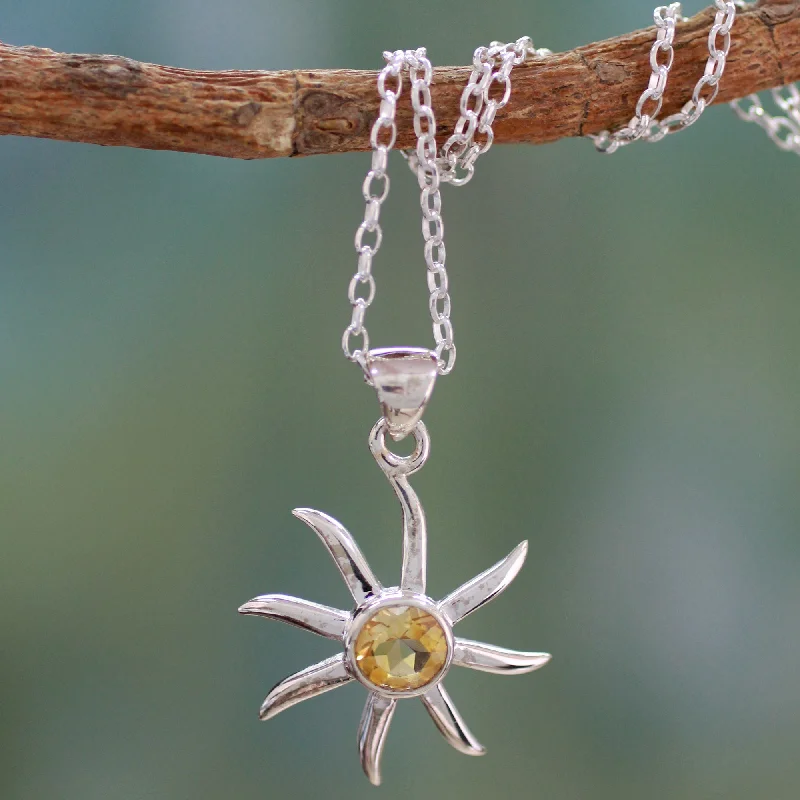 Upgrade Your Collection With Our Limited-Time Jewelry Sale Golden Sun Citrine and Sterling Silver Necklace from India Jewelry