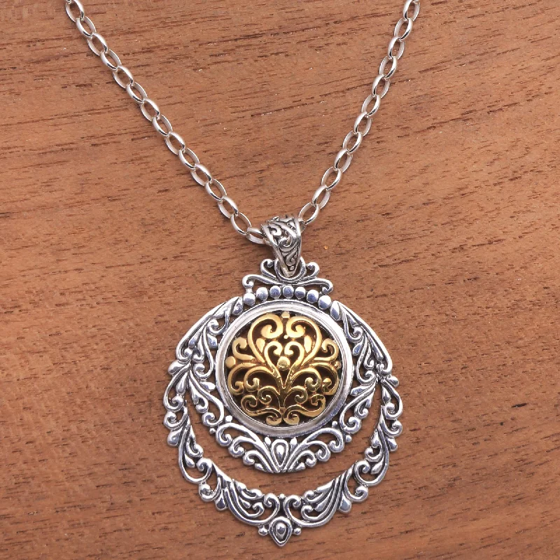 Affordable Gold-Plated Jewelry For Modern Fashion Jungle Roots Patterned Gold Accented Sterling Silver Pendant Necklace Affordable Gold-Plated Jewelry For Modern Fashion Jungle Roots Patterned Gold Accented Sterling Silver Pendant Necklace