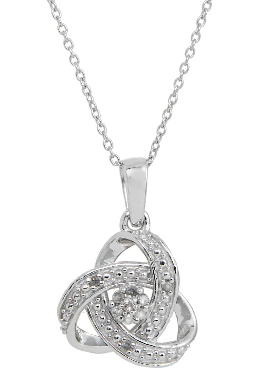 Exclusive Jewelry Sale – Limited-Time Discounts Love Knot Diamond Necklace 0.10 Tcw