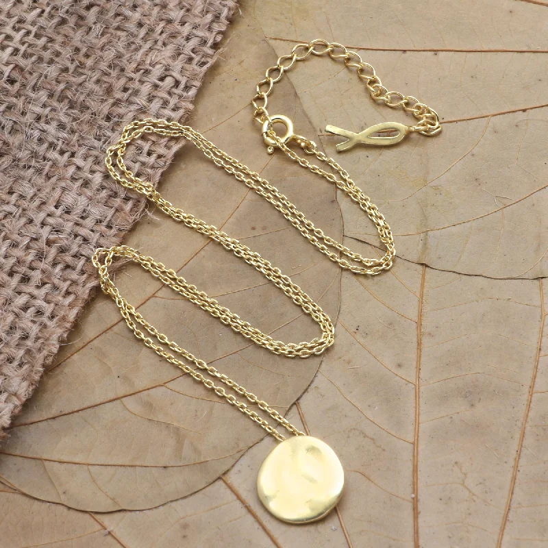 Luxury Jewelry At Unbeatable Discounts Meditation Coin Gold-Plated Sterling Silver Round Pendant Necklace Luxury Jewelry At Unbeatable Discounts Meditation Coin Gold-Plated Sterling Silver Round Pendant Necklace
