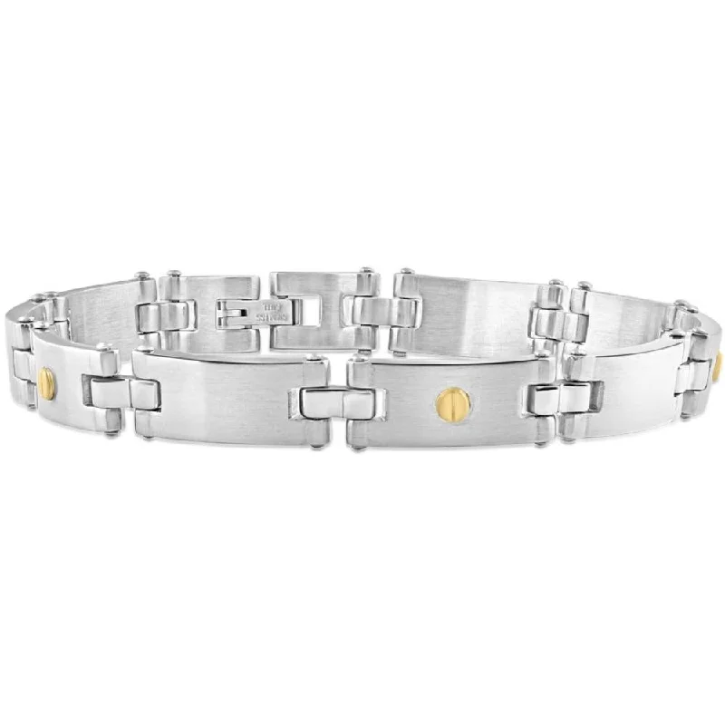 Premium Jewelry At Special Low Prices For A Limited Time Men's Polished Steel And Dark Gold Two Tone Flexible 8mm Link 8.5 " Bracelet Premium Jewelry At Special Low Prices For A Limited Time Men's Polished Steel And Dark Gold Two Tone Flexible 8mm Link 8.5 " Bracelet