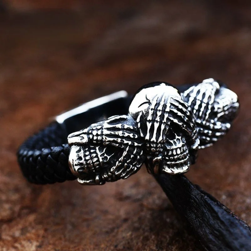 Fashion-Forward Jewelry At Incredible Prices Men's Punk Skulls Double Color Bracelet Fashion-Forward Jewelry At Incredible Prices Men's Punk Skulls Double Color Bracelet