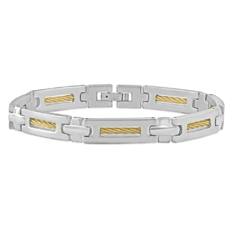Special Offers On Handcrafted And Designer Jewelry Men's Steel And Dark Gold Wired 7mm Flexible Link 8.5 " Bracelet Special Offers On Handcrafted And Designer Jewelry Men's Steel And Dark Gold Wired 7mm Flexible Link 8.5 " Bracelet