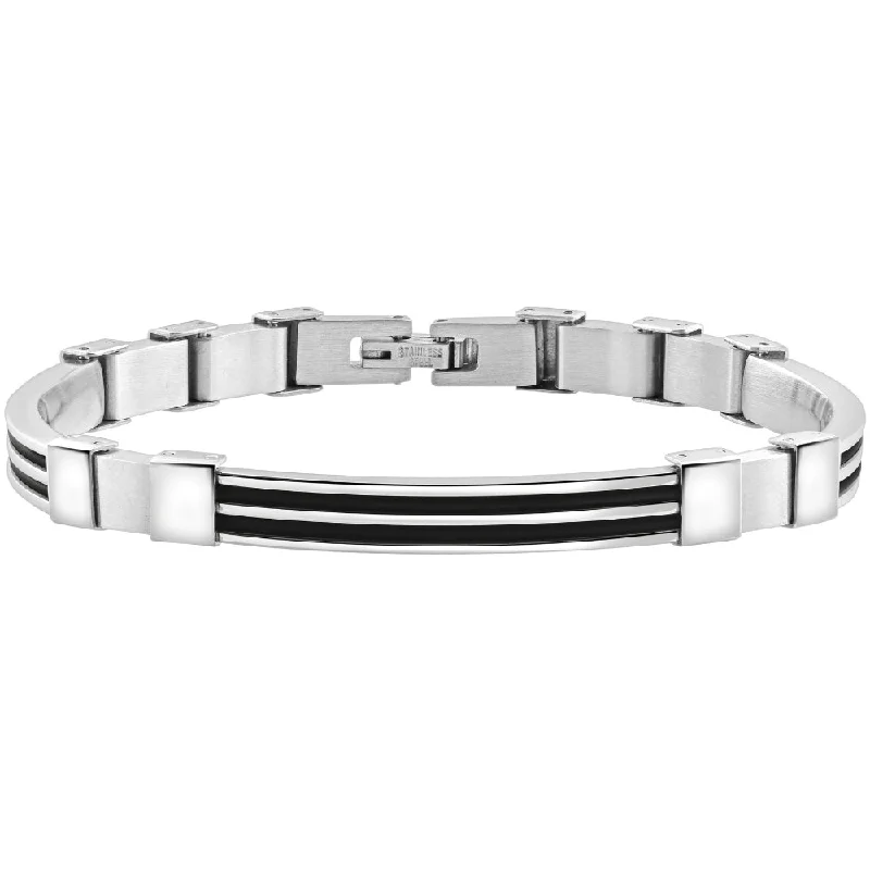 High-End Jewelry, Now More Affordable Than Ever Men's Steel Polished And Black Two Tone 6mm Link 8.5 " Bracelet High-End Jewelry, Now More Affordable Than Ever Men's Steel Polished And Black Two Tone 6mm Link 8.5 " Bracelet