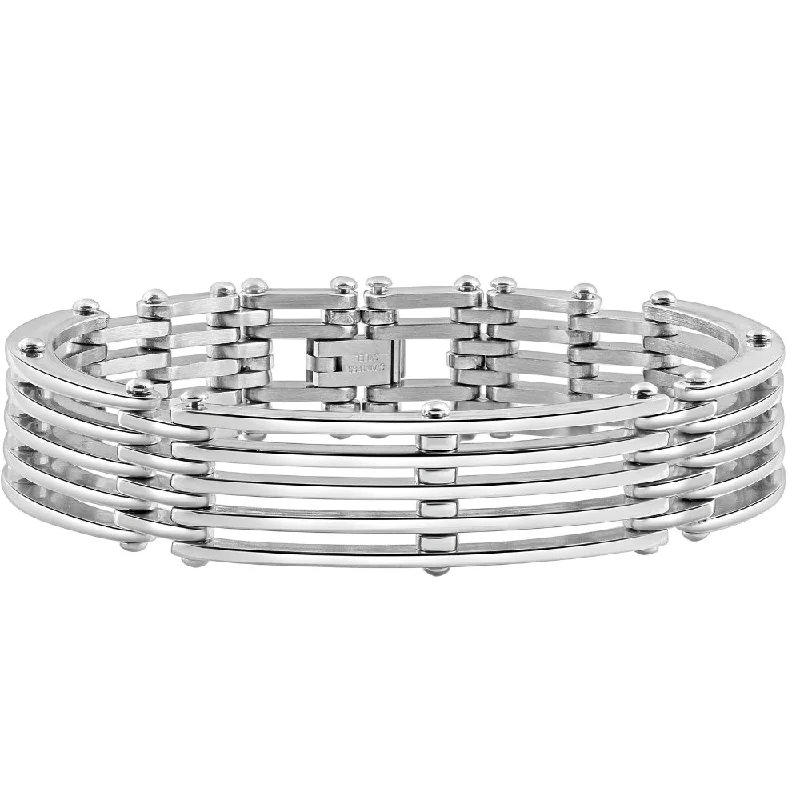 Shop Jewelry That Shines Without The High Price Men's Steel Single tone 13.5mm Link Flexible Clasp 8.5 " Bracelet Shop Jewelry That Shines Without The High Price Men's Steel Single tone 13.5mm Link Flexible Clasp 8.5 " Bracelet