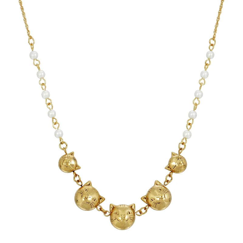 Chic And Stylish Jewelry At Discounted Prices 1928 Jewelry® Multi Cat Face With Pearl Chain Necklace 16In Adj. Chic And Stylish Jewelry At Discounted Prices 1928 Jewelry® Multi Cat Face With Pearl Chain Necklace 16In Adj.