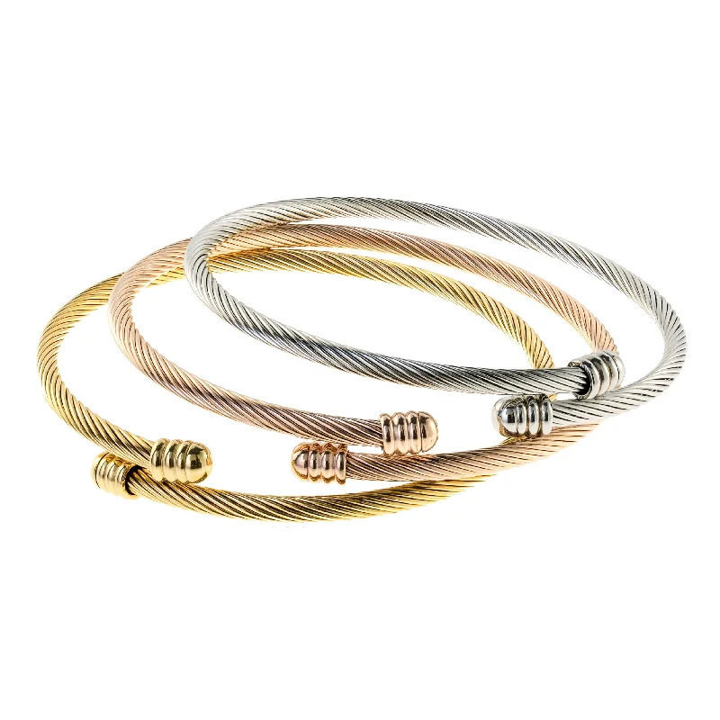 Luxury Jewelry At Budget-Friendly Prices – Grab Yours Now Multi Tri Color Textured Wrap Bangle Set Luxury Jewelry At Budget-Friendly Prices – Grab Yours Now Multi Tri Color Textured Wrap Bangle Set