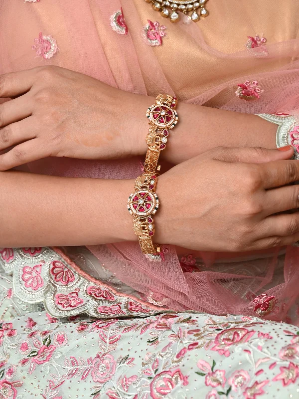 Huge Savings On Timeless Jewelry Collections Odette Gold Faux Stone Embellished Ethnic Bangles for Women - Set of 2 Huge Savings On Timeless Jewelry Collections Odette Gold Faux Stone Embellished Ethnic Bangles for Women - Set of 2