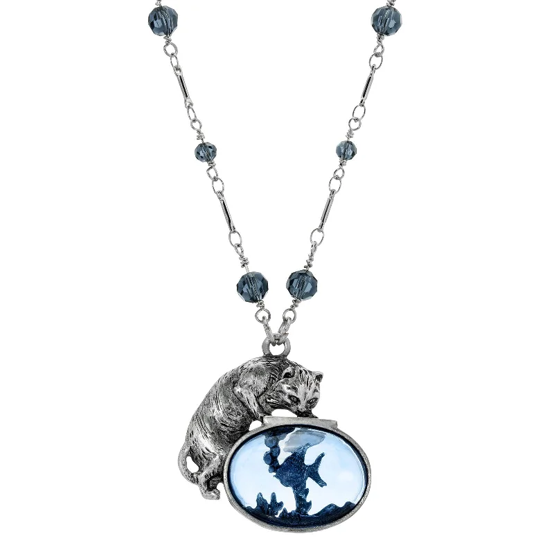 Romantic Heart-Shaped Jewelry For Special Gifts 1928 Jewelry® Pewter Silver Montana Blue Beaded Cat And Fish 30 Inches Necklace Romantic Heart-Shaped Jewelry For Special Gifts 1928 Jewelry® Pewter Silver Montana Blue Beaded Cat And Fish 30 Inches Necklace