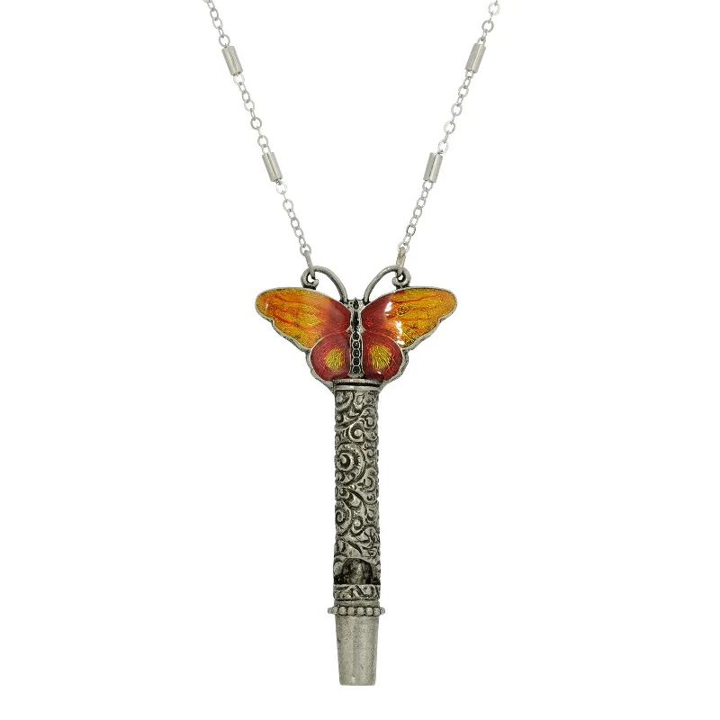 Exclusive Savings On Timeless Jewelry Pieces 1928 Jewelry® Pewter Whistle With Orange & Yellow Enamel Butterfly Necklace 30" Exclusive Savings On Timeless Jewelry Pieces 1928 Jewelry® Pewter Whistle With Orange & Yellow Enamel Butterfly Necklace 30"